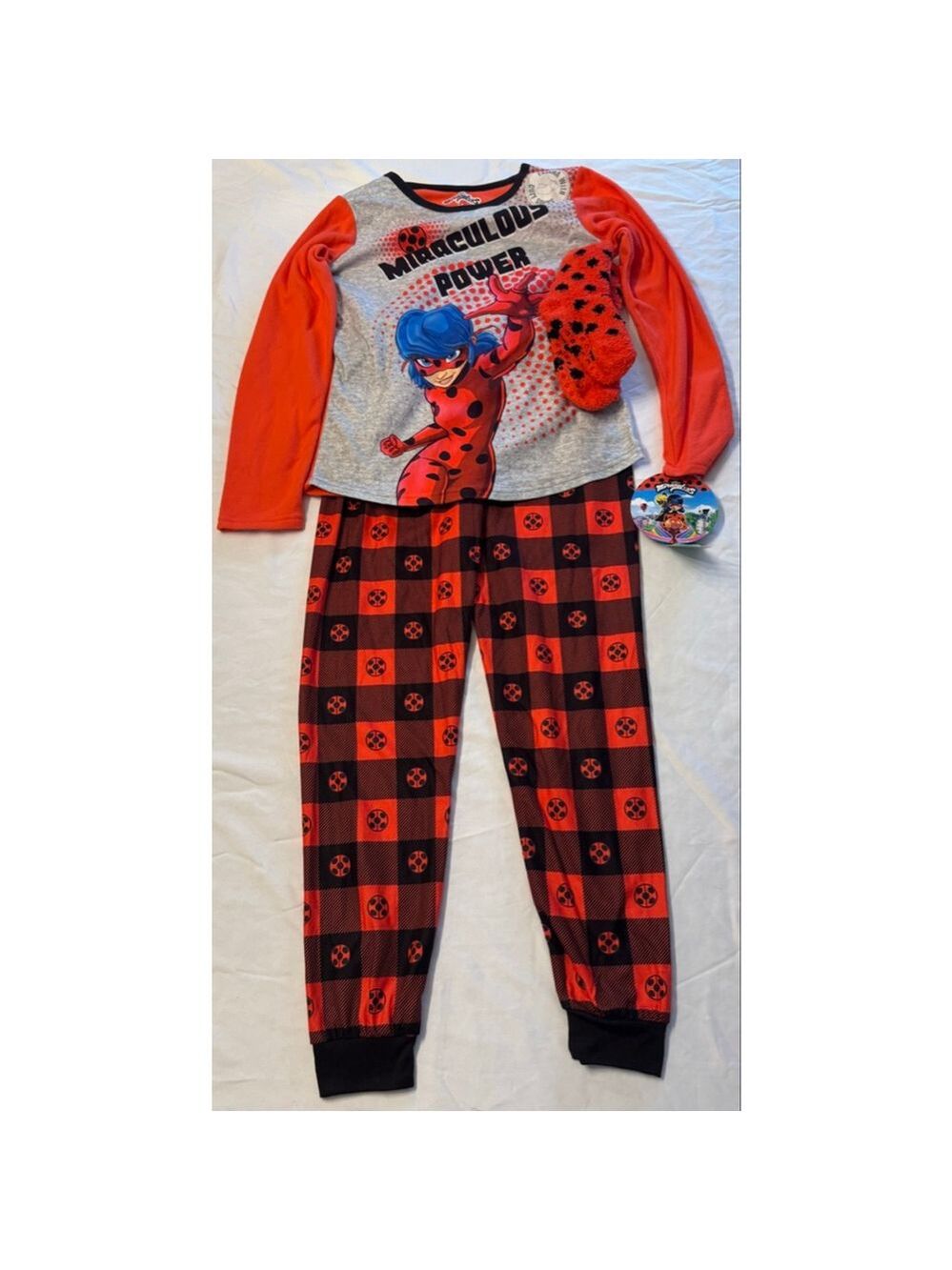Girls Miraculous Ladybug Pajama Set L Red Black